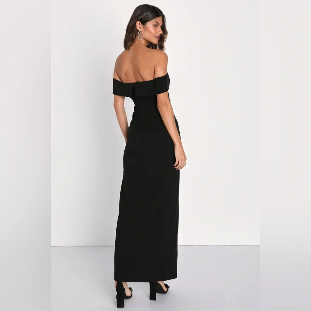 Lulu’s Enchanting Romantic Black Off-the-Shoulder Maxi Dress - Picture 2 of 15